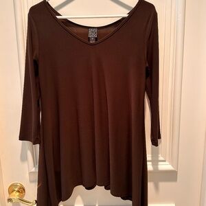 Clara Sun Woo brown tunic  3/4 sleeve